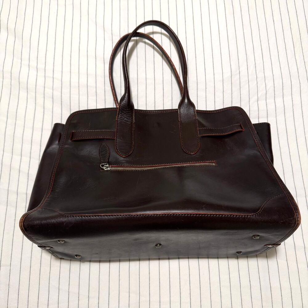 Vintage Y2K Dooney & Bourke dark chocolate brown top handle leather tote bag